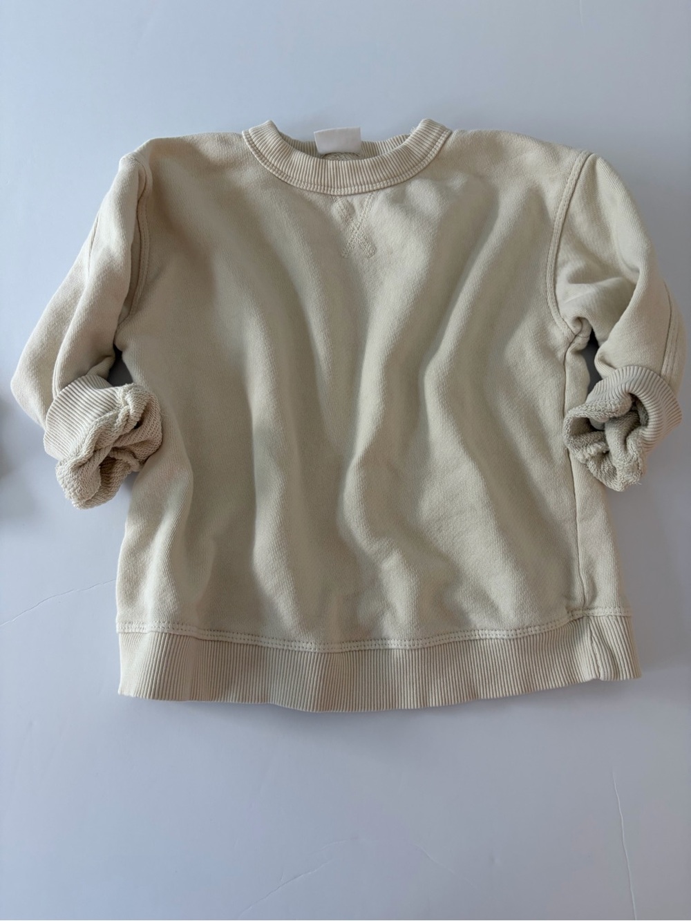 Zara Kids Beige Pullover Crewneck Sweatshirt 100% Cotton 3T Play Condition